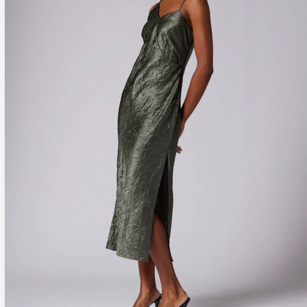Equipment Olive Green Midi Dress
